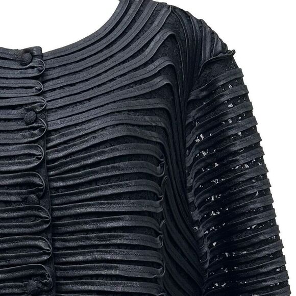 Vintage Weavz Evening Statement Jacket Women's 1X Black Button Front Long Sleeve - Picture 5 of 13